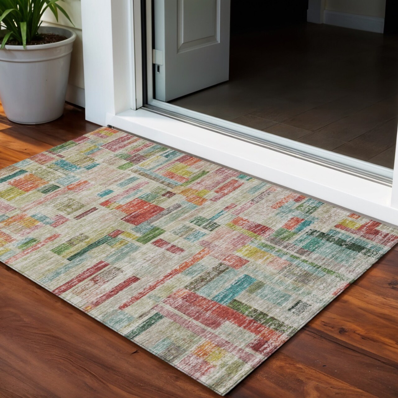 Edge Collections - 3' x 5' - Multicolor - Indoor Use and Outdoor Striped Area Rug Washable - 1 Piece